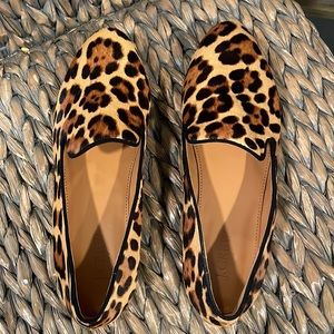 J. Crew Leopard Calf Hair Smoking Loafers flats Womens 8 Loafer Slip On Shoes